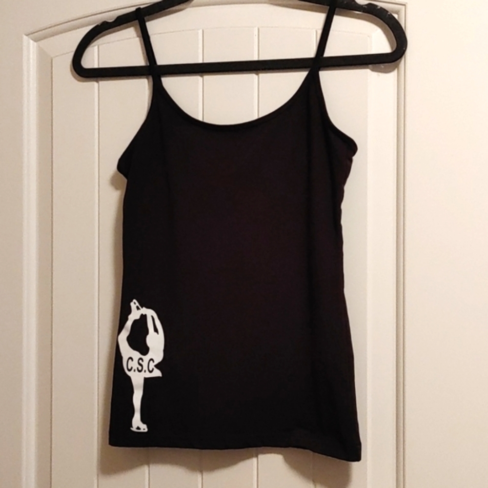 G21 Black shoulder straps figure Skating dance cheer tank top Black CSC